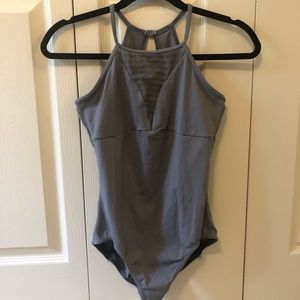 Gray Open-Back Bloch Leotard